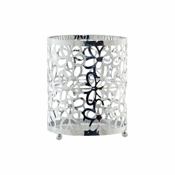 Bestickkorg DKD Home Decor Silvrig Metall Marguerite 12 x 12 x 15 cm