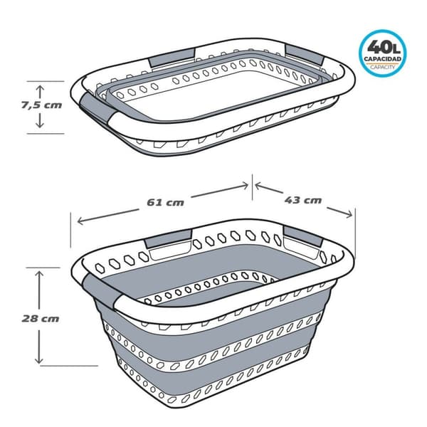 Sammenfoldelig tøjkurv Aktive polypropylen TPR 61 x 7,5 x 43 cm 61 x 28 x 43 cm (4 enheder)