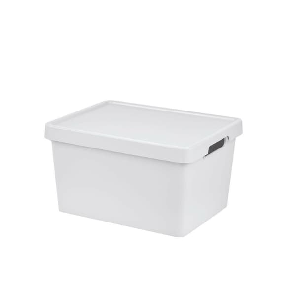 Oppbevaringsboks med Lokk Tontarelli Maya Hvit 16,2 L 36 x 28 x 20 cm