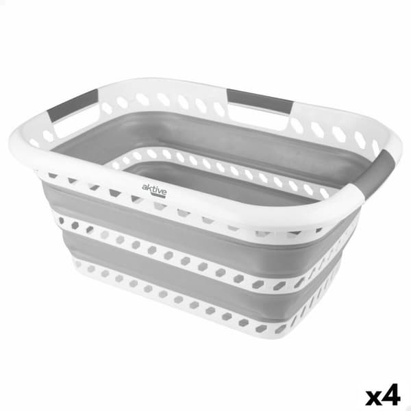 Hopvikbar tvättkorg Aktive polypropen TPR 61 x 7,5 x 43 cm 61 x 28 x 43 cm (4 antal)