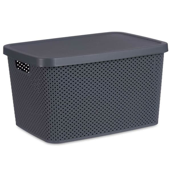 Oppbevaringsboks med Lokk Antrasitt Plast 19 L 28 x 22 x 39 cm (12 enheter)