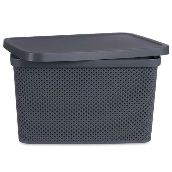 Oppbevaringsboks med Lokk Antrasitt Plast 19 L 28 x 22 x 39 cm (12 enheter)
