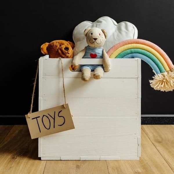Förvaringslåda - CREATIVE DECO - Set om 4 - Furu - 33 x 37 x 33 cm - Vit