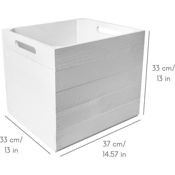 Förvaringslåda - CREATIVE DECO - Set om 4 - Furu - 33 x 37 x 33 cm - Vit