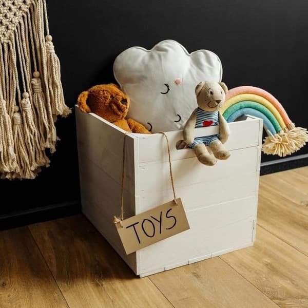 Förvaringslåda - CREATIVE DECO - Set om 4 - Furu - 33 x 37 x 33 cm - Vit