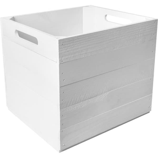 Förvaringslåda - CREATIVE DECO - Set om 4 - Furu - 33 x 37 x 33 cm - Vit