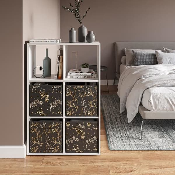 Vicco hopfällbar låda, svart/guld (blommig), 30 x 30 cm Set med 2 alternativ2