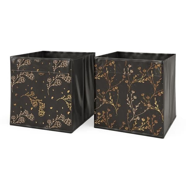 Vicco hopfällbar låda, svart/guld (blommig), 30 x 30 cm Set med 2 alternativ2