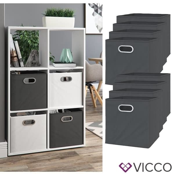 Vicco Folding Box, Antracit, 30 x 30 cm Set med 8 delar