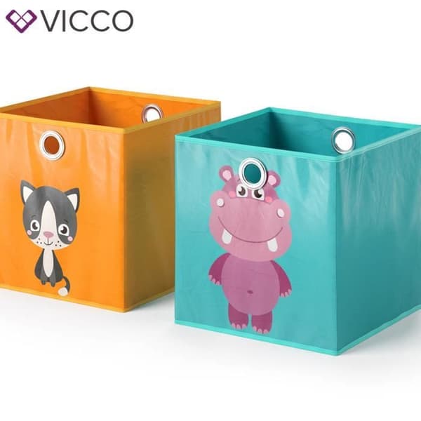 Vicco Viklåda, orange/blå, 30 x 30 cm Set om 2