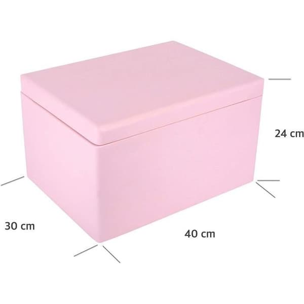 Creative Deco XXL Rosa förvaringslåda i trä - 40 x 30 x 24 cm - med lock