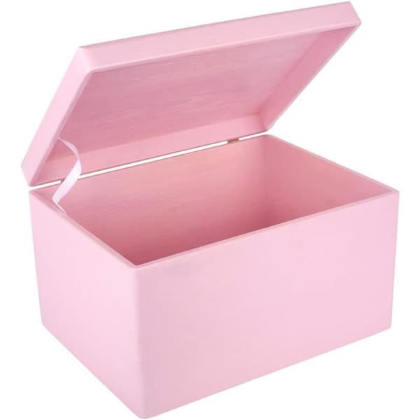 Creative Deco XXL Rosa förvaringslåda i trä - 40 x 30 x 24 cm - med lock