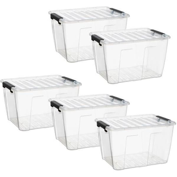 Transparent plastförvaringslåda 15 L - Set om 5 - Casâme Transparent