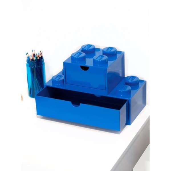 Stapelbar Förvaringslåda - LEGO - Storlek L - 8 Knapp - Hållbar Plast - Blå