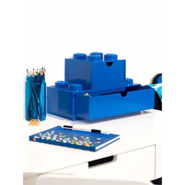Stapelbar Förvaringslåda - LEGO - Storlek L - 8 Knapp - Hållbar Plast - Blå