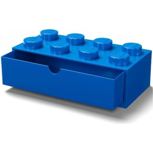 Stapelbar Förvaringslåda - LEGO - Storlek L - 8 Knapp - Hållbar Plast - Blå