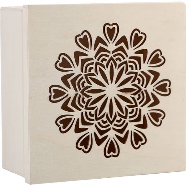 Mandala Hjärta Träbox 15x15cm