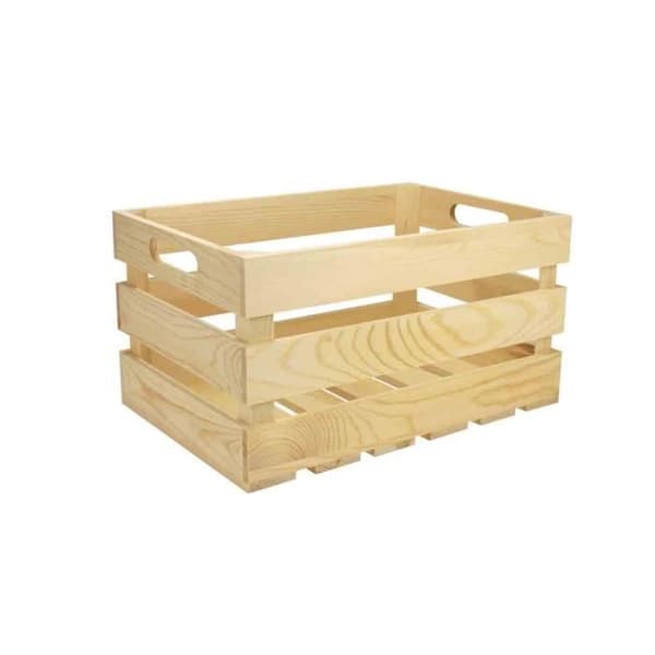 Trälåda - MÉGACRÉA - 32,5 x 21,5 x 17 cm - Beige - Anpassningsbar - Massivt trä