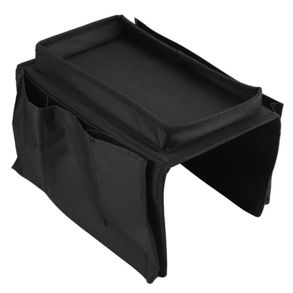 Soffa Armstöd Organizer - Garosa - Svart - 600D Oxford Tyg - 3 förvaringsväskor - Bricka ingår