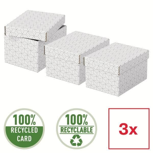 Hemförvaringslådor - ESSELTE - Format S - Vit - Kartong - x3