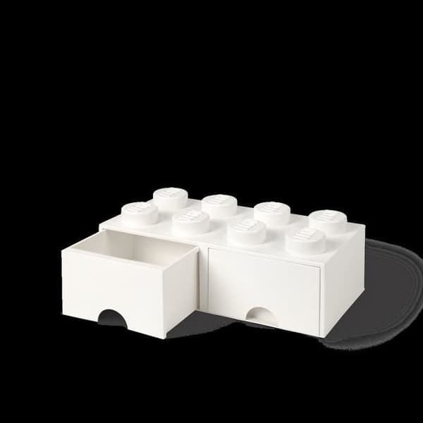 Förvaringslåda - LEGO - Kloss 8 - 2 lådor - Stapelbar - Vit