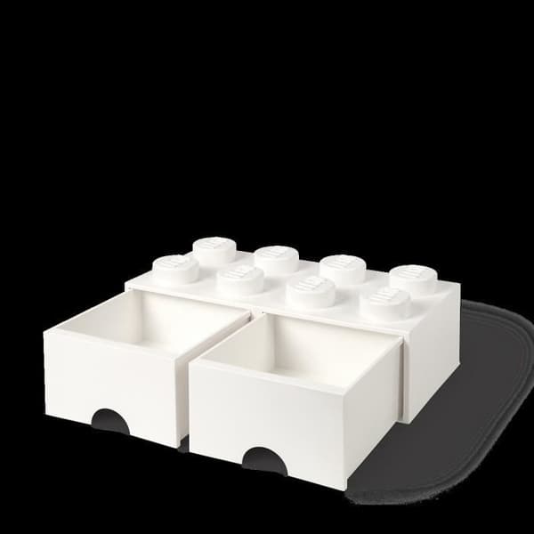 Förvaringslåda - LEGO - Kloss 8 - 2 lådor - Stapelbar - Vit