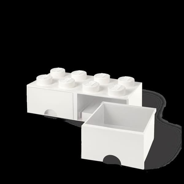 Förvaringslåda - LEGO - Kloss 8 - 2 lådor - Stapelbar - Vit