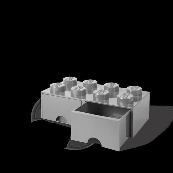 Förvaringslåda - LEGO - Tegel 8 - 2 lådor - Stapelbar - Grå sten