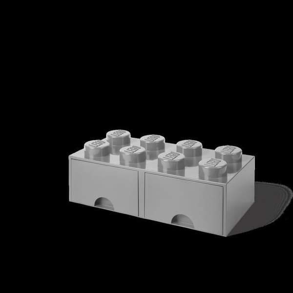 Förvaringslåda - LEGO - Tegel 8 - 2 lådor - Stapelbar - Grå sten