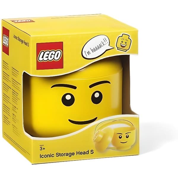 LEGO 40311724 Lego Boy Stapelbart förvaringshuvud Litet plast Gul D16 x H19,5 cm