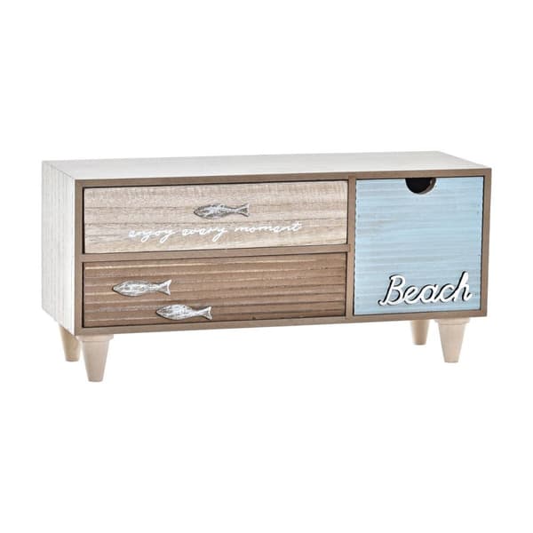 Smyckeskrin DKD Home Decor Brun Turkos Trä 34 x 13 x 16 cm
