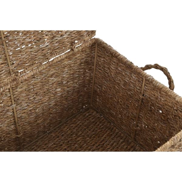 Korg - set DKD Home Decor Med lock Naturell Järn Sjögräs (50 x 34 x 25 cm) (3 Delar)