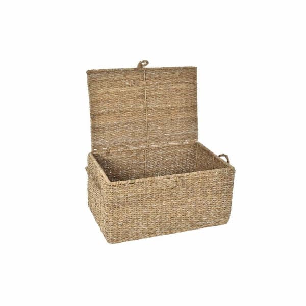 Korg - set DKD Home Decor Med lock Naturell Järn Sjögräs (50 x 34 x 25 cm) (3 Delar)