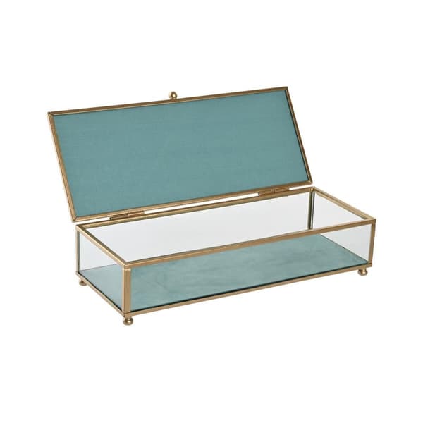 Smyckeskrin DKD Home Decor Glas Metall Turkos Himmelsblå 25 x 10 x 5 cm (2 antal)