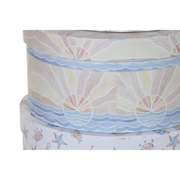 Set med stapelbara förvaringslådor DKD Home Decor Barn Multicolour Papp (37,5 x 37,5 x 18 cm)