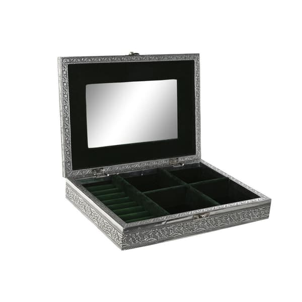 Smyckeskrin Home ESPRIT Grön Silvrig Trä Aluminium 27,5 x 20 x 5,4 cm