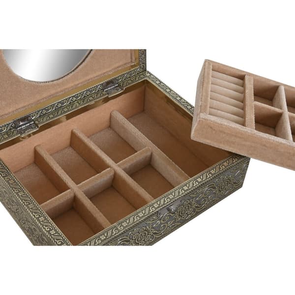 Smykkeskrin Home ESPRIT Hvit Champagne Tre Aluminium 22,5 x 17,5 x 7,6 cm