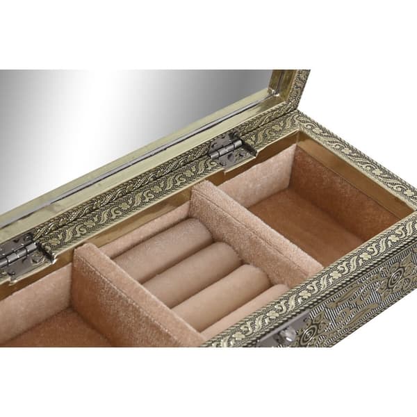 Smyckeskrin Home ESPRIT Vit Champagne Trä Aluminium 22,5 x 10 x 6,5 cm