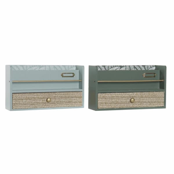 Multifunktionel organizer DKD Home Decor LD-181379 Grøn polypropylen Træ MDF 30 x 9 x 17 cm (2 enheder)