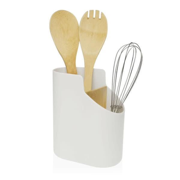 Dåse til køkkenudstyr Versa Bambus ABS 8,5 x 17,6 x 15 cm Hvid