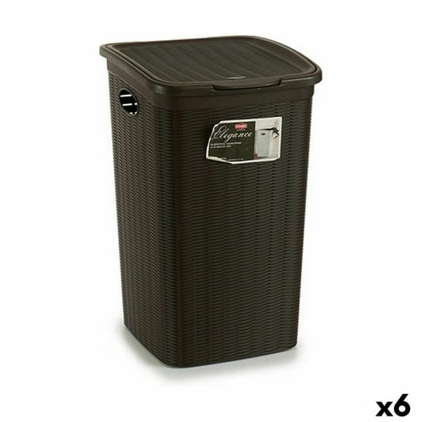 Vasketøjskurv Stefanplast Elegance Brun Plastik 50 L 36,5 x 54,5 x 38 cm (6 enheder)