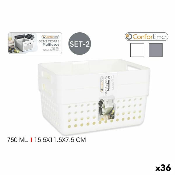 Multibrug kurv Confortime 144943 15,5 x 11,5 x 7,5 cm 2 Dele (36 Enheder)