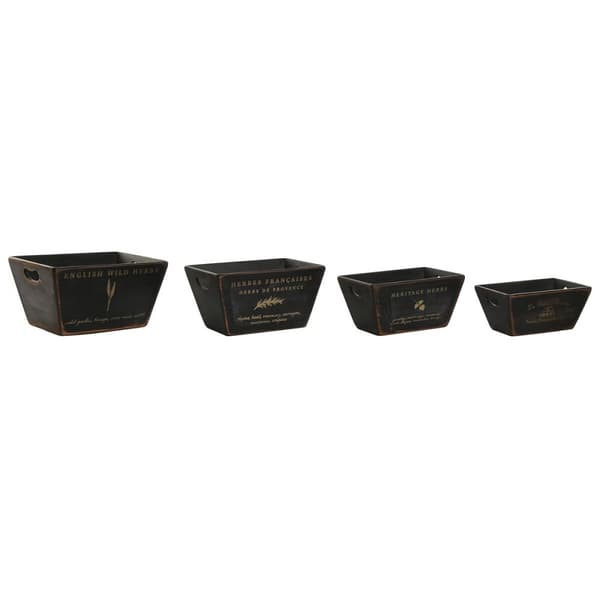 Opbevaringsbokse Home ESPRIT Sort Gran 34 x 26 x 18 cm 4 Dele