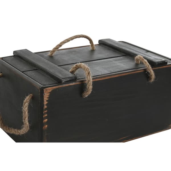 Opbevaringsbokse Home ESPRIT Sort Gran 38 x 24 x 20 cm 3 Dele