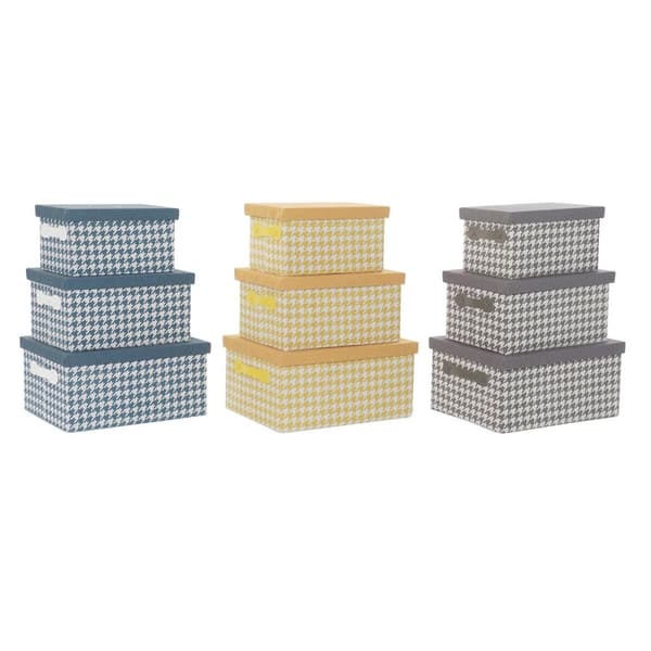 Setti pinottavia järjestelylaatikoita DKD Home Decor Harmaa Sininen Keltainen 40 x 30 x 20 cm