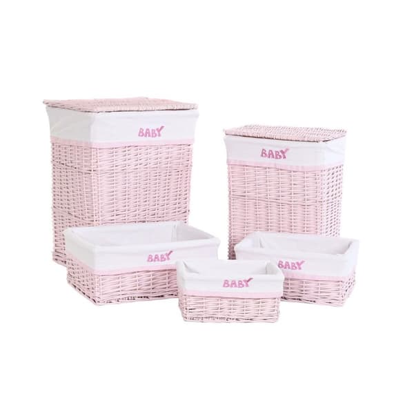 Pyykkikori DKD Home Decor Pinkki korihuonekalut Lasten 44 x 34 x 56 cm 5 Kappaletta