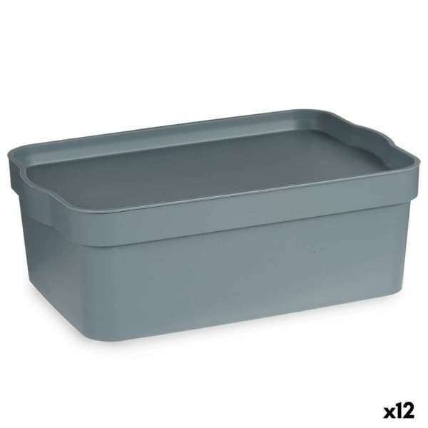 Säilytyslaatikko kannella Kipit TP593-2 Harmaa Muovinen 6 L 21,5 x 11 x 32 cm (12 osaa)