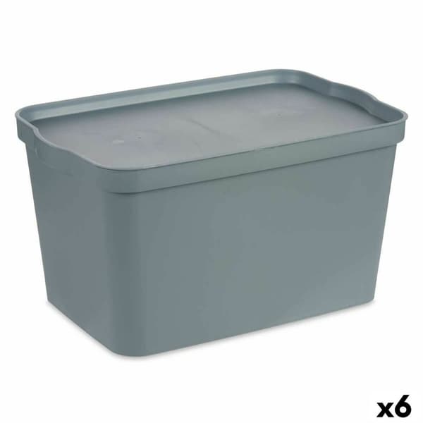 Säilytyslaatikko kannella Kipit TP596-2 Harmaa Muovinen 24 L 29,3 x 24,5 x 45 cm (6 osaa)