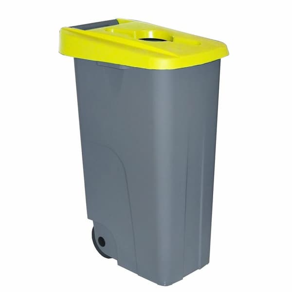 Roskakori renkailla Denox 85 L Keltainen 58 x 41 x 76 cm