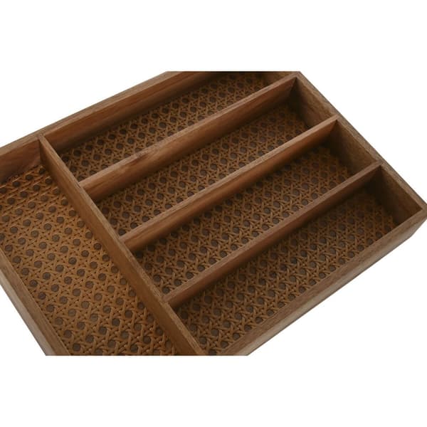 Besticks-sortering Home ESPRIT Naturell Akaciaträ 34,5 x 25,5 x 5 cm